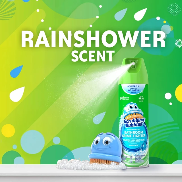 Alt view image 5 of 6 - Scrubbing Bubbles Disinfectant Bathroom Shower & Tub Cleaner Grime Fighter Aerosol Spray, Rainshower, 20oz