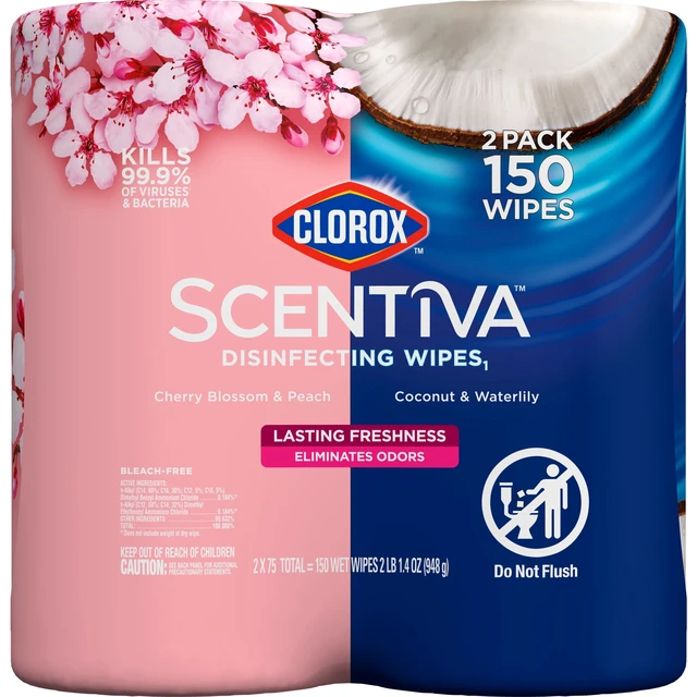 Alt view image 6 of 6 - Clorox Scentiva Disinfecting Wipes Value Pack, 75Count, 2Pack
