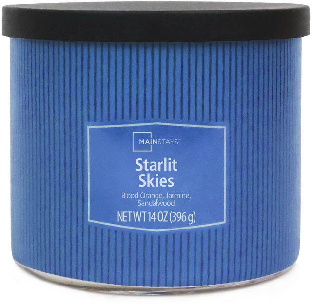 Alt view image 5 of 5 - Mainstays Starlit Skies 3-Wick Textured Wrapped Scented Jar Candle, 14 oz