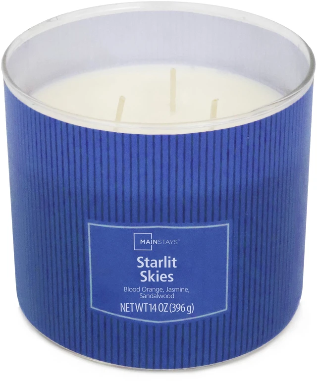 Alt view image 4 of 5 - Mainstays Starlit Skies 3-Wick Textured Wrapped Scented Jar Candle, 14 oz