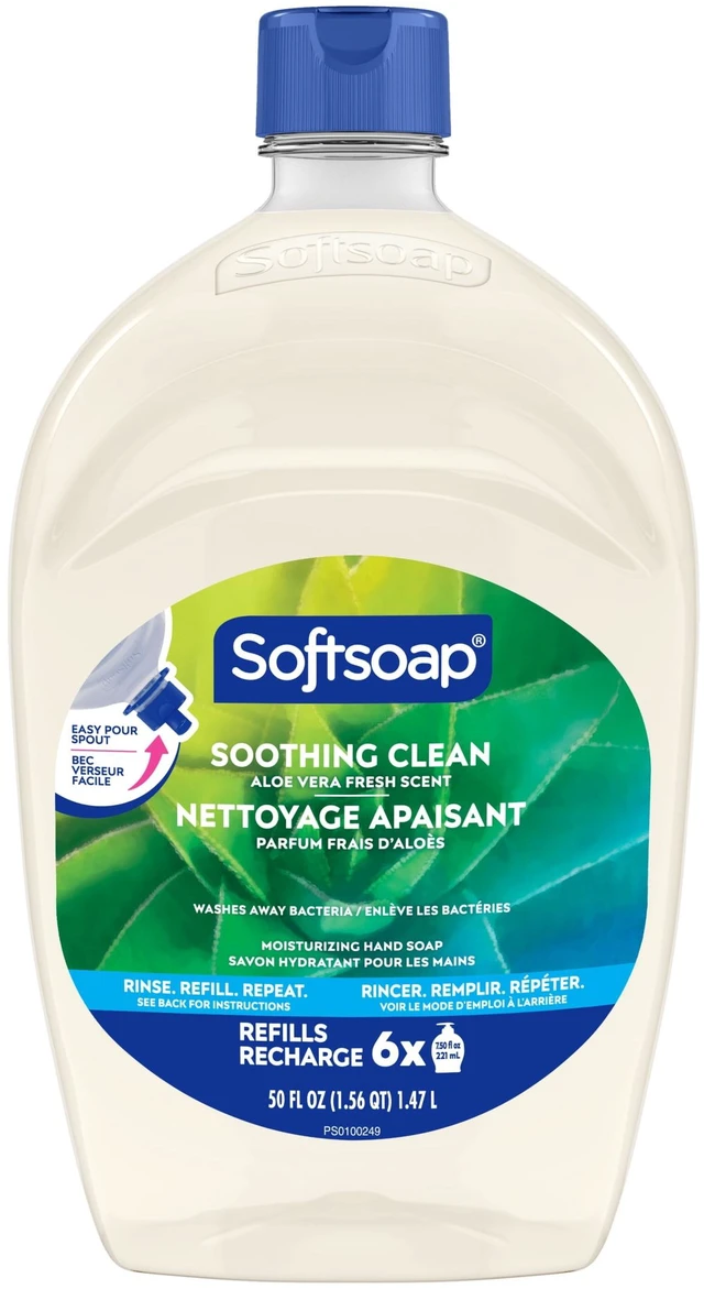 Main image of Softsoap Soothing Clean Liquid Hand Soap, 50 fl oz, Aloe Vera Fresh Scent, New Easy Pour Spout