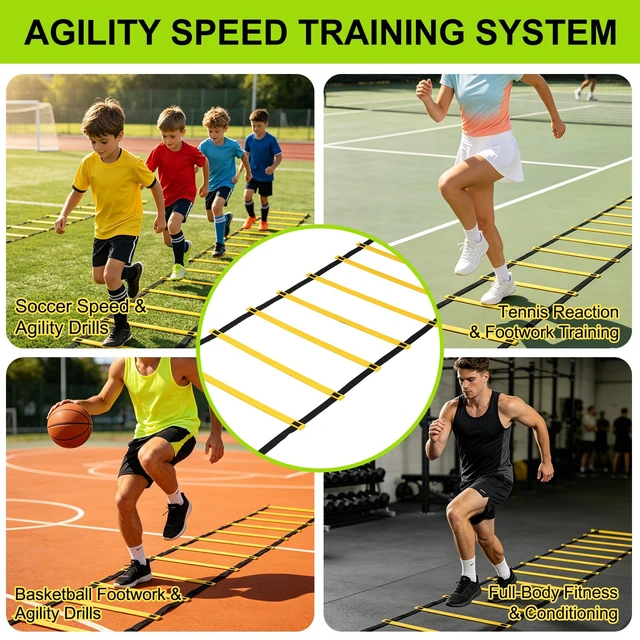 Alt view image 6 of 7 - 20ft 12 Rung Agility Ladder Speed Training Kit