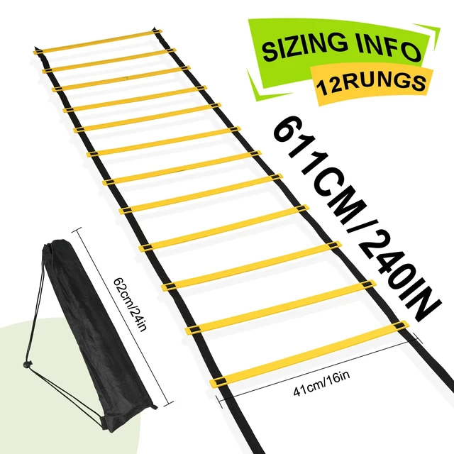 Alt view image 5 of 7 - 20ft 12 Rung Agility Ladder Speed Training Kit
