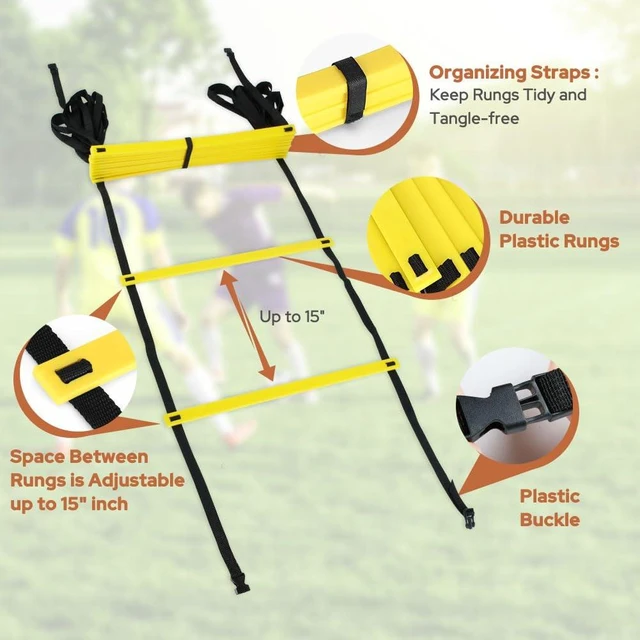 Alt view image 5 of 6 - GHB Pro Speed Agility Ladder 12 Rung 20ft with Carrying Bag