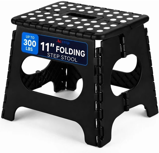 Main image of ACSTEP 11 Inch Folding Step Stool for Kids, Non-Slip, Black