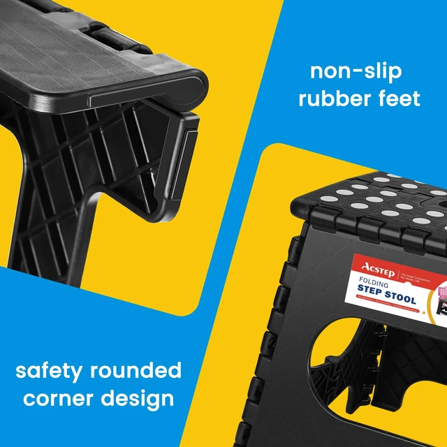 Alt view image 5 of 6 - ACSTEP 11 Inch Folding Step Stool for Kids, Non-Slip, Black