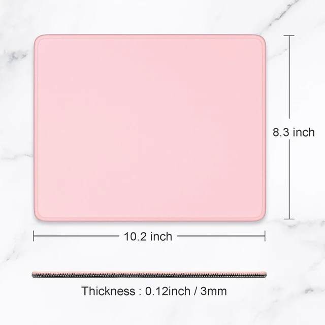 Alt view image 6 of 7 - Hsurbtra Pink Mouse Pad 10.2 x 8.3 Inch, Premium-Textured Square Stitched Edge Anti-Slip Waterproof Rubber Computer Mat for Office Gaming Laptop Women Kids