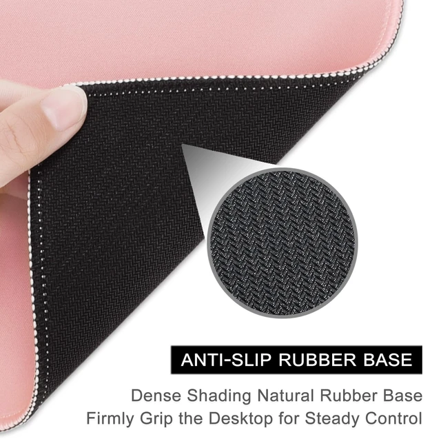 Alt view image 2 of 7 - Hsurbtra Pink Mouse Pad 10.2 x 8.3 Inch, Premium-Textured Square Stitched Edge Anti-Slip Waterproof Rubber Computer Mat for Office Gaming Laptop Women Kids