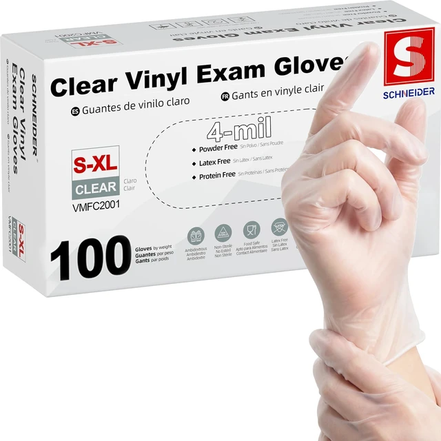 Main image of Schneider Vinyl Exam Disposable Gloves, Latex Free
