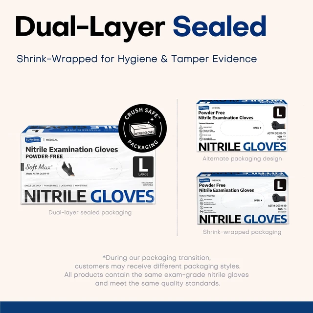 Alt view image 6 of 6 - Supmedic Soft Max Disposable Nitrile Exam Gloves, Powder-Free Black, 100 Ct