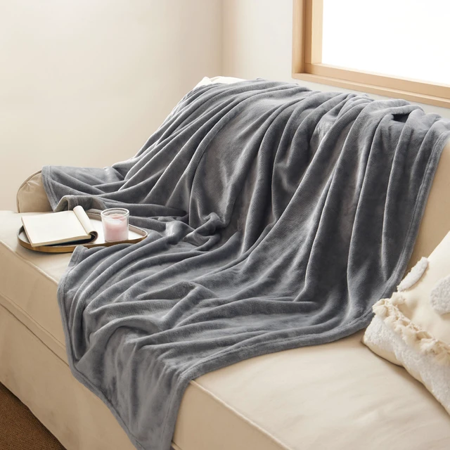 Alt view image 2 of 6 - Bedsure Soft Fleece Throw Blanket Grey - Lightweight Fuzzy Cozy for Couch, Travel, Camping, 50x60 Inches