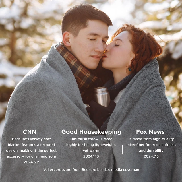 Alt view image 6 of 6 - Bedsure Soft Fleece Throw Blanket Grey - Lightweight Fuzzy Cozy for Couch, Travel, Camping, 50x60 Inches