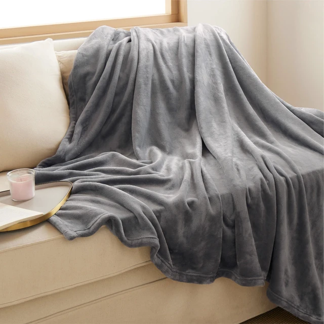 Alt view image 3 of 6 - Bedsure Soft Fleece Throw Blanket Grey - Lightweight Fuzzy Cozy for Couch, Travel, Camping, 50x60 Inches