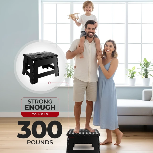 Alt view image 6 of 6 - Utopia Home Folding Step Stool 9-Inch Anti-Slip Black 1-Pack