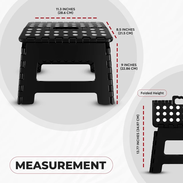 Alt view image 2 of 6 - Utopia Home Folding Step Stool 9-Inch Anti-Slip Black 1-Pack