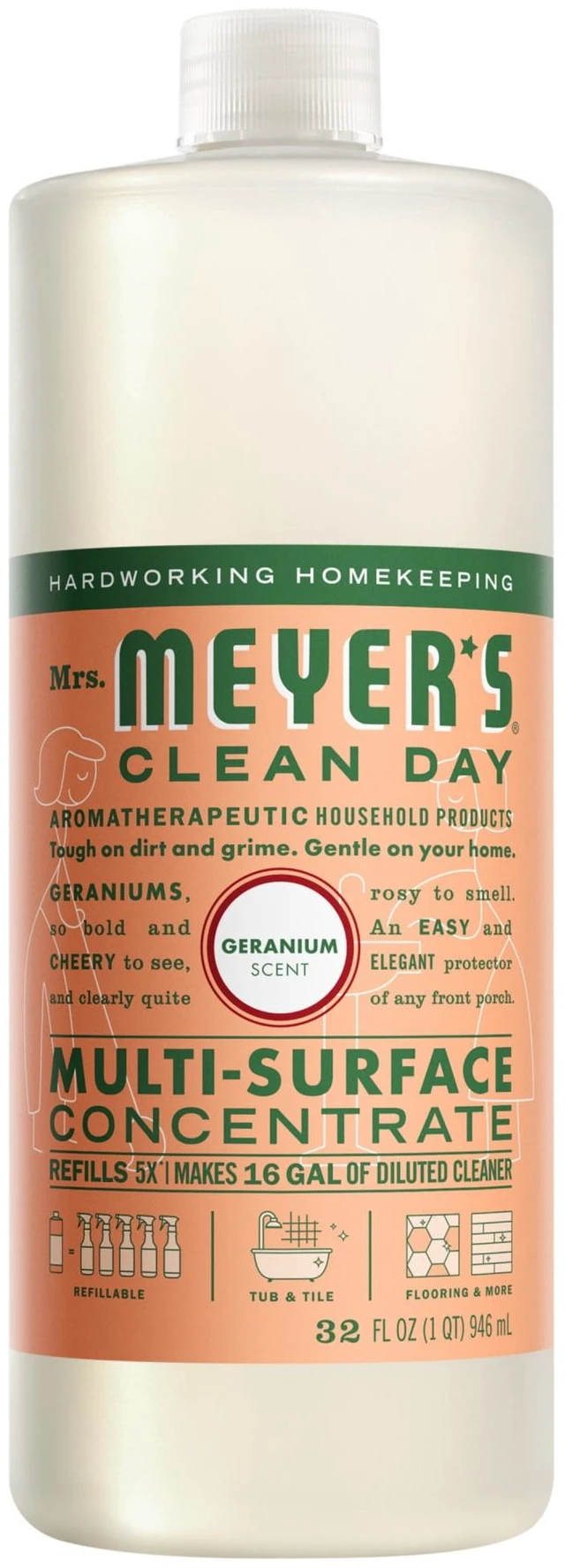 Main image of Mrs. Meyer's Clean Day Multi-Surface Everyday Concentrate, Geranium Scent, 32 Fl Oz