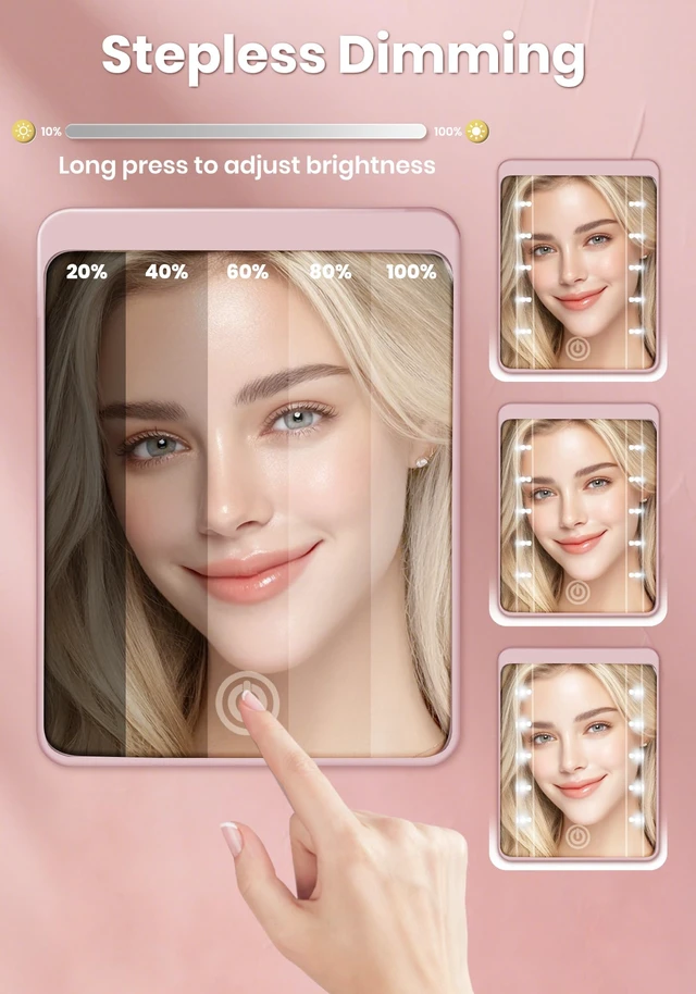 Alt view image 4 of 6 - Compact Rechargeable Magnifying Makeup Mirror With Light, 30X, Pink