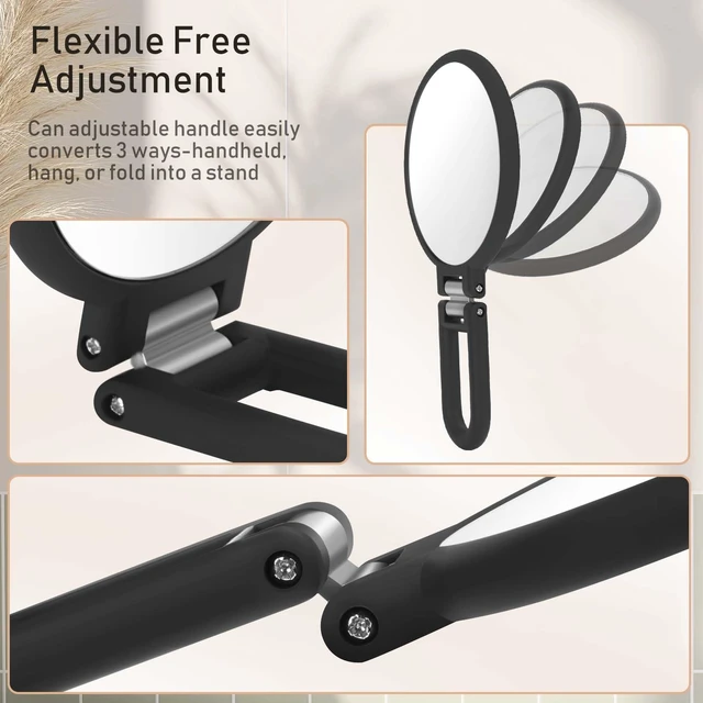 Alt view image 3 of 7 - CLSEVXY Double Sided Handheld Magnifying Mirror, 1X 15X Magnification, Travel Folding with 360 Rotation Pedestal Makeup Vanity Mirror