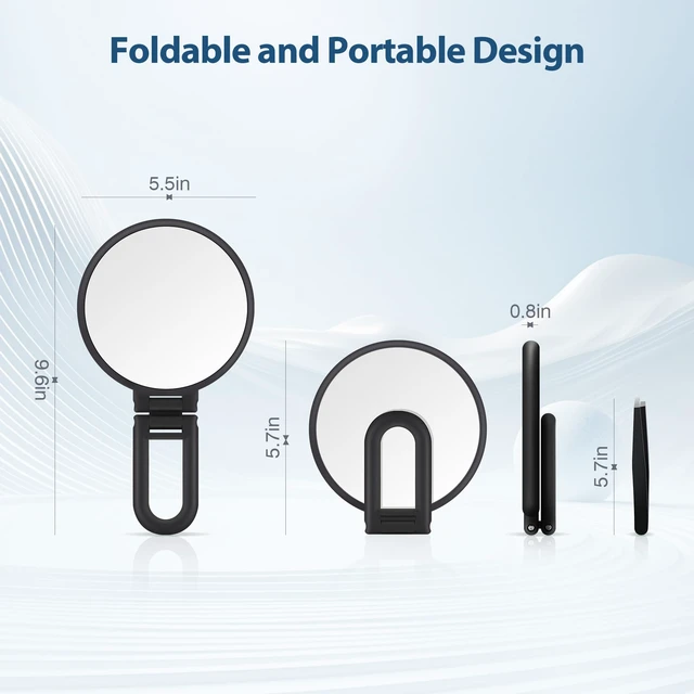 Alt view image 2 of 7 - Beauty Planet 30X/1X Double Sided Hand Mirror with Handle - Foldable Portable Travel Makeup Mirror (Black)