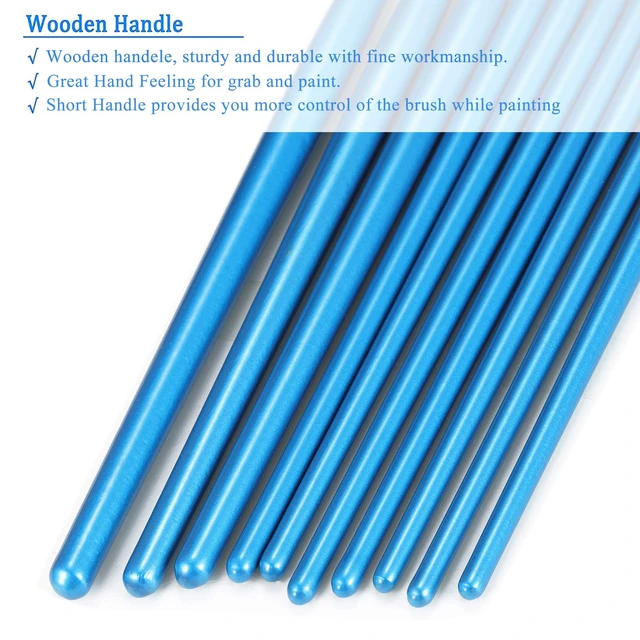 Alt view image 6 of 7 - BOSOBO 20-Piece Small Paint Brush Set, Round & Flat Tip Nylon Bristles, for Acrylic, Watercolor, Oil Painting, Kids Face, Nail Art, Canvas, Rock & Craft, Blue