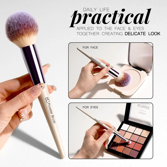 Alt view image 5 of 6 - BS-MALL Makeup Brush Set 18 Pcs Professional Foundation, Powder, Concealer, Eyeshadow, Blush Synthetic Brushes with Labeled Instruction, Black Case, Upgraded Version
