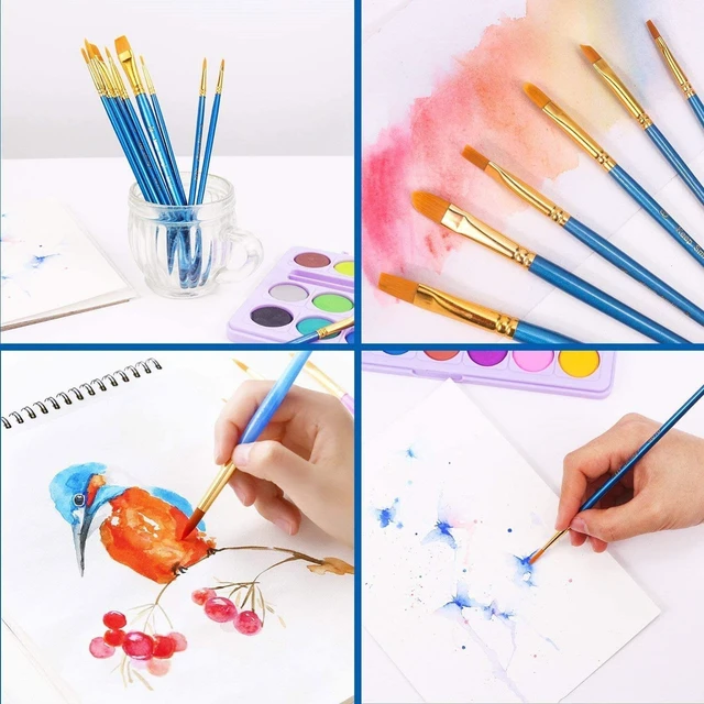 Alt view image 6 of 6 - AROIC 10 Pcs Paint Brushes Set for Acrylic, Oil, Watercolor Painting