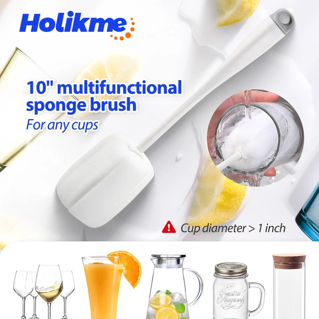 Alt view image 3 of 6 - Holikme Bottle Brush Tube Cleaning Lab Set with Long Handle, White