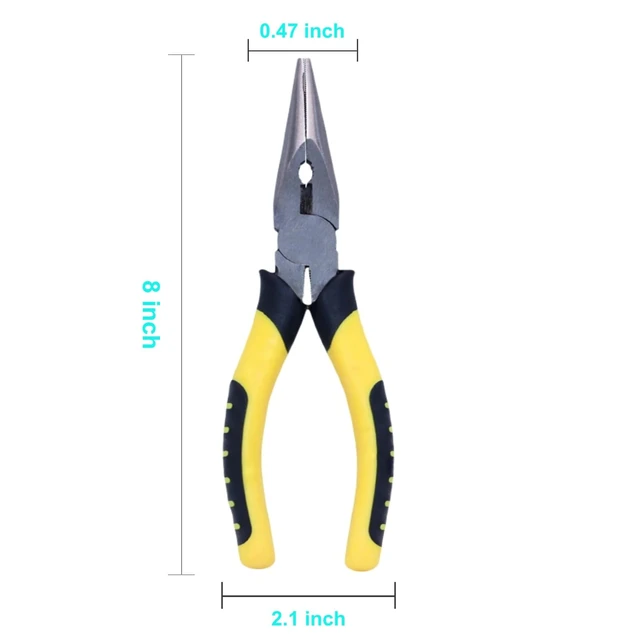 Alt view image 5 of 5 - 8-Inch Needle Nose Pliers, Heavy-Duty CRV Steel, Large Soft Grip with Wire Cutter, Precision Paper Clamp