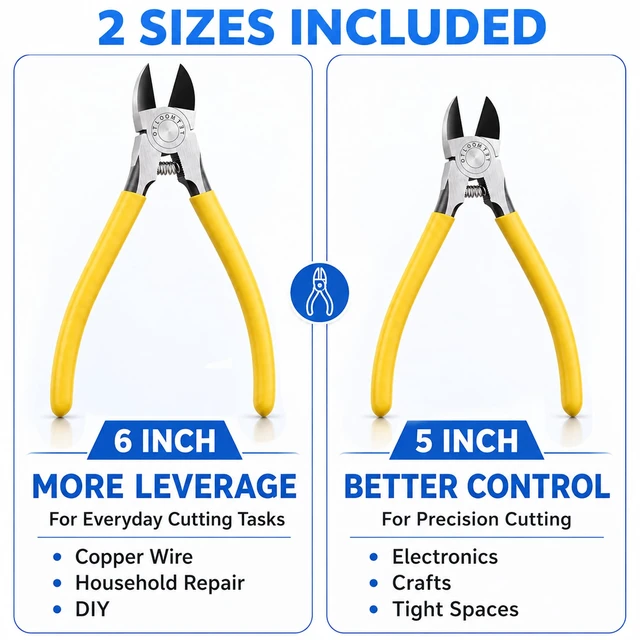 Alt view image 3 of 7 - OTLOOMTBT 2-Piece 6-Inch & 5-Inch Wire Cutters Compact Flush Cut Pliers Set