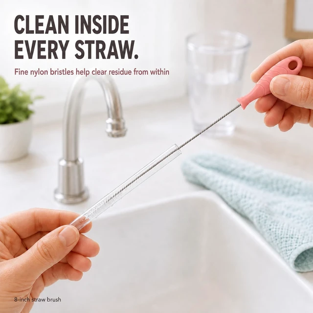 Alt view image 3 of 6 - Silicone Bottle Brush Set, 12" Long Handle, Nipple and Straw Brushes