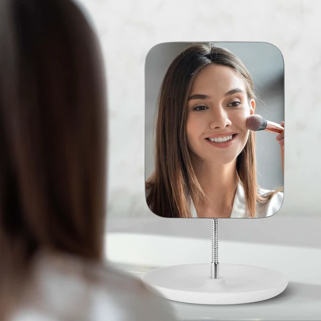 Alt view image 2 of 7 - LFOYOU Table Vanity Mirror with Stand, Adjustable Flexible Gooseneck, 360 Rotation Folding Portable Square Makeup Mirror
