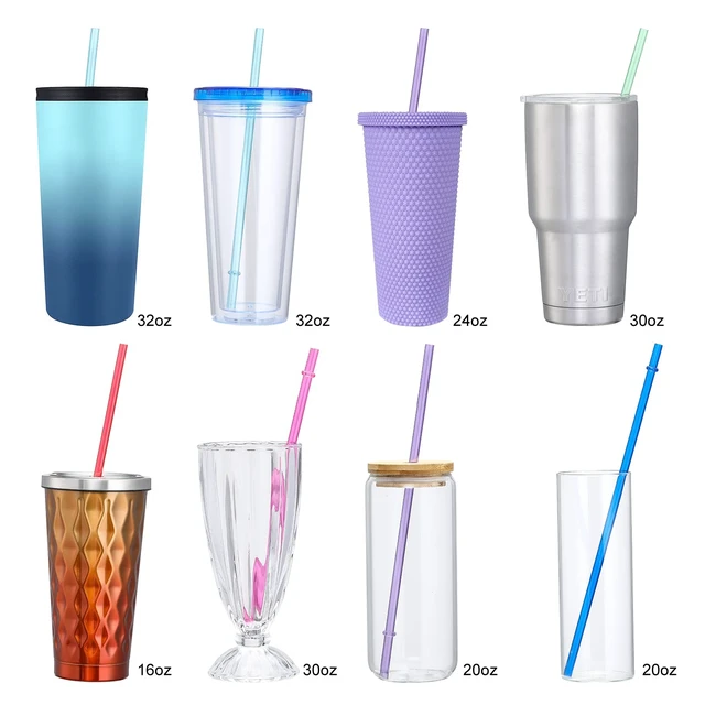 Alt view image 3 of 7 - 24PCS Reusable Tritan Hard Plastic Straws 10.5" with 4 Brushes, 12 Colors Translucent Replacement for 16-32oz Tumblers, Cups, Jars, Stanley, YETI, Starbucks, BPA Free