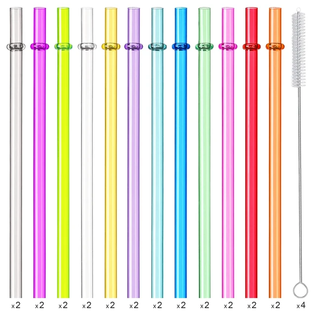 Alt view image 4 of 7 - 24PCS Reusable Tritan Hard Plastic Straws 10.5" with 4 Brushes, 12 Colors Translucent Replacement for 16-32oz Tumblers, Cups, Jars, Stanley, YETI, Starbucks, BPA Free