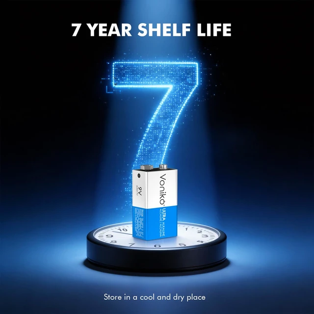 Alt view image 6 of 6 - Voniko 9V Alkaline Batteries 4 Pack for Smoke Alarms