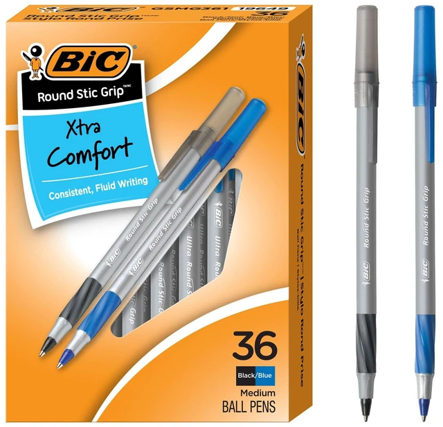 Main image of 36-Count BIC Ballpoint Pens, Black and Blue Ink