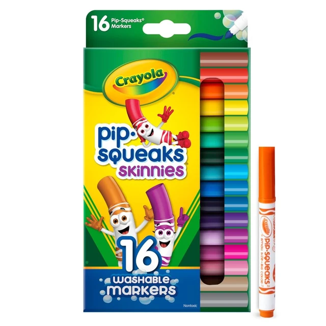 Alt view image 6 of 7 - Crayola Pip Squeaks Skinnies Washable Marker Set (16ct), Mini Thin Coloring Markers for Toddlers & Kids, Spring Crafts Supplies