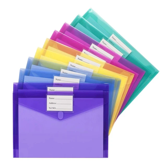 Alt view image 5 of 7 - Sooez 10 Pack Clear Poly Envelopes and Plastic File Folders, A4 Pouch