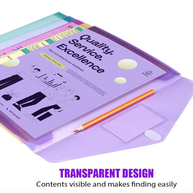 Alt view image 7 of 7 - Sooez 10 Pack Clear Poly Envelopes and Plastic File Folders, A4 Pouch