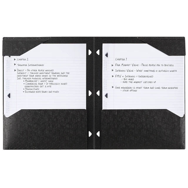 Alt view image 5 of 6 - Five Star 333420G-ECM 2-Pocket Plastic Folder with Stay-Put Tabs, Fits 3-Ring Binder, Holds 8.5" x 11" Paper, Black