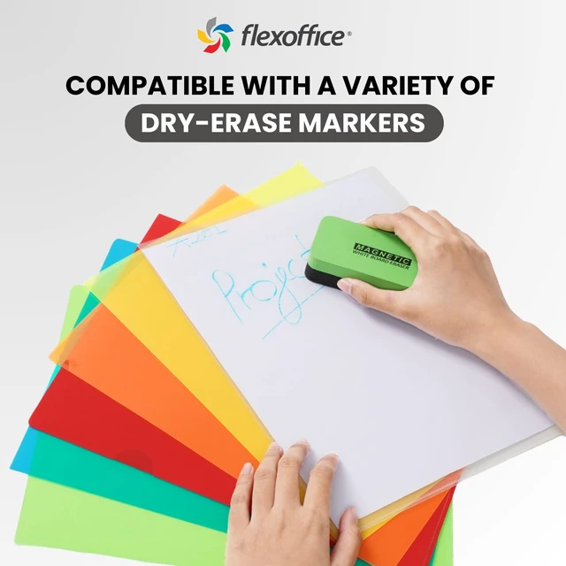 Alt view image 2 of 6 - FLEXOFFICE 24 Pack Project Folders, Assorted 5 Translucent Colors, Heavyweight L-Shaped Poly Jacket Sleeves, for US Letter Size