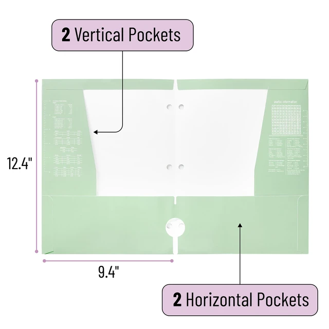 Alt view image 2 of 6 - Mr. Pen 4-Pocket Folders 4 Pack, 12.5"x9.5", Pastel Colors, Tear-Resistant Paper, 3-Hole Punched, High Capacity