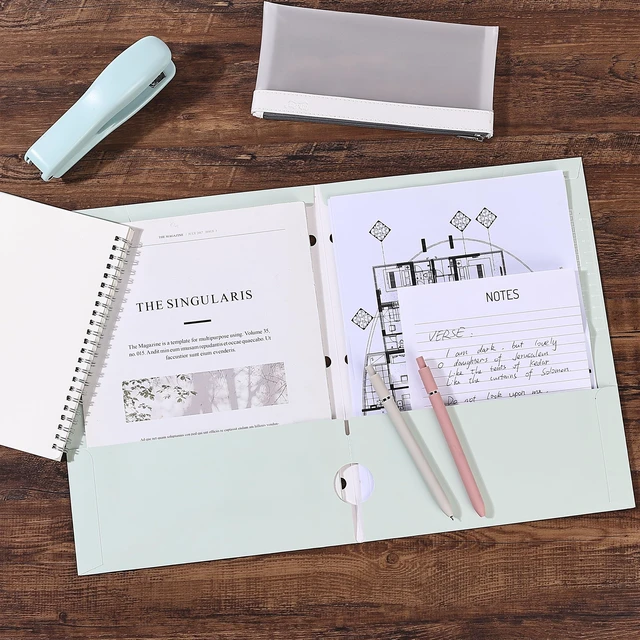 Alt view image 5 of 6 - Mr. Pen 4-Pocket Folders 4 Pack, 12.5"x9.5", Pastel Colors, Tear-Resistant Paper, 3-Hole Punched, High Capacity