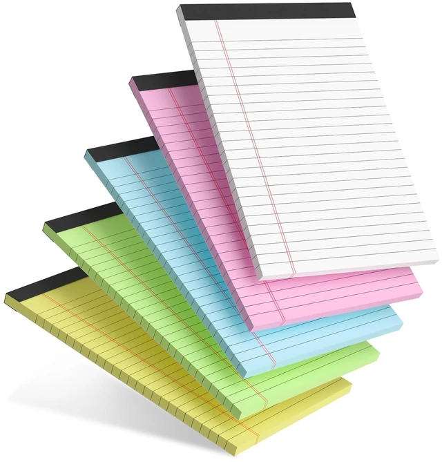 Main image of 5 Pack Small Note Pads 5x8 Inches College Ruled Perforated Legal Pads 30 Sheets Each for School and Office Supplies