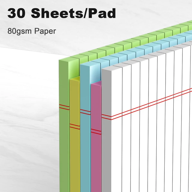 Alt view image 5 of 7 - 5 Pack Small Note Pads 5x8 Inches College Ruled Perforated Legal Pads 30 Sheets Each for School and Office Supplies