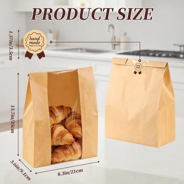 Alt view image 4 of 7 - 30pcs Bread Bags with Front Window for Homemade Sourdough Bread