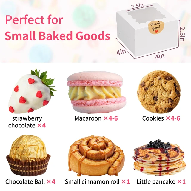 Alt view image 4 of 6 - WINKIO Small Cookie Boxes with Window for Dessert Pastry