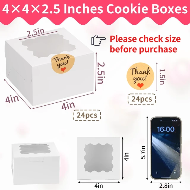 Alt view image 5 of 6 - WINKIO Small Cookie Boxes with Window for Dessert Pastry
