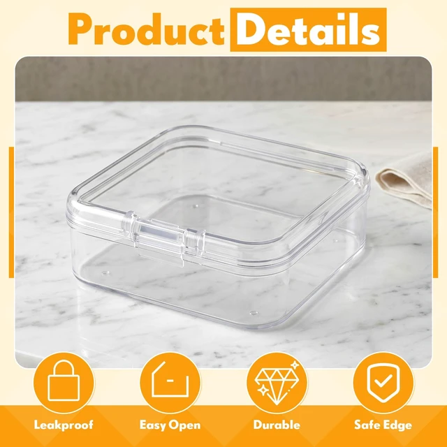 Alt view image 4 of 5 - Jetec 6 Pieces Clear Plastic Small Storage Box, 2.1 x 2.1 x 0.8 Inch