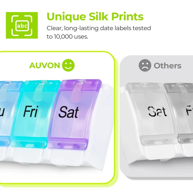 Alt view image 5 of 6 - AUVON Arthritis Friendly Weekly Pill Organizer, BPA Free 7-Day Travel Pill Box with Spring Open Design and Large Compartment for Vitamins, Supplements, Medication