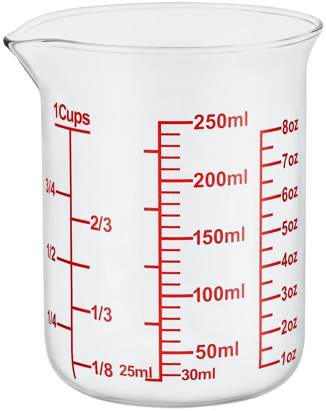 Main image of Ackers Borosilicate Glass Measuring Cup with Spout, 250ml/8oz/1 Cup